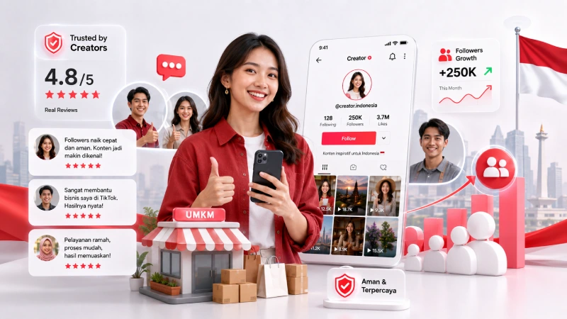 Kreator dan pemilik bisnis yang menggunakan layanan followers TikTok Viralsatu